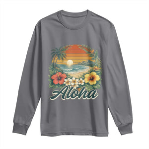 Aloha Hawaii Summer Long Sleeve Shirt Vintage Tropical Beach Graphic