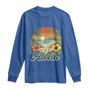 Aloha Hawaii Summer Long Sleeve Shirt Vintage Tropical Beach Graphic
