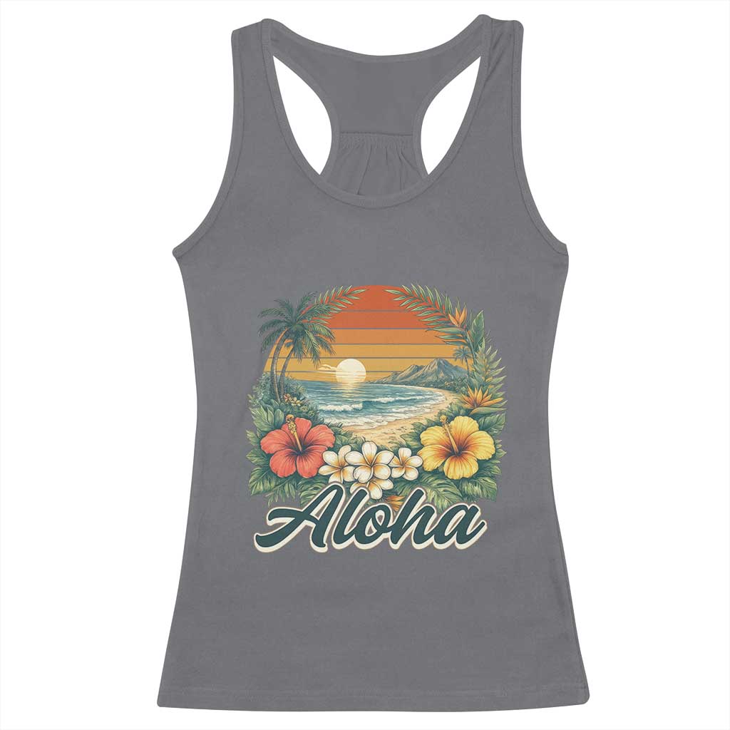 Aloha Hawaii Summer Racerback Tank Top Vintage Tropical Beach Graphic TS14 Charcoal Print Your Wear
