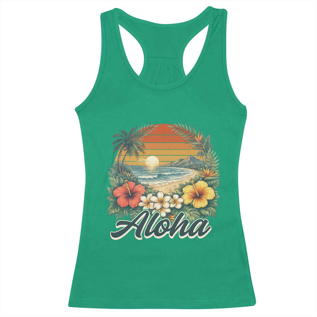 Aloha Hawaii Summer Racerback Tank Top Vintage Tropical Beach Graphic TS14 Irish Green Print Your Wear