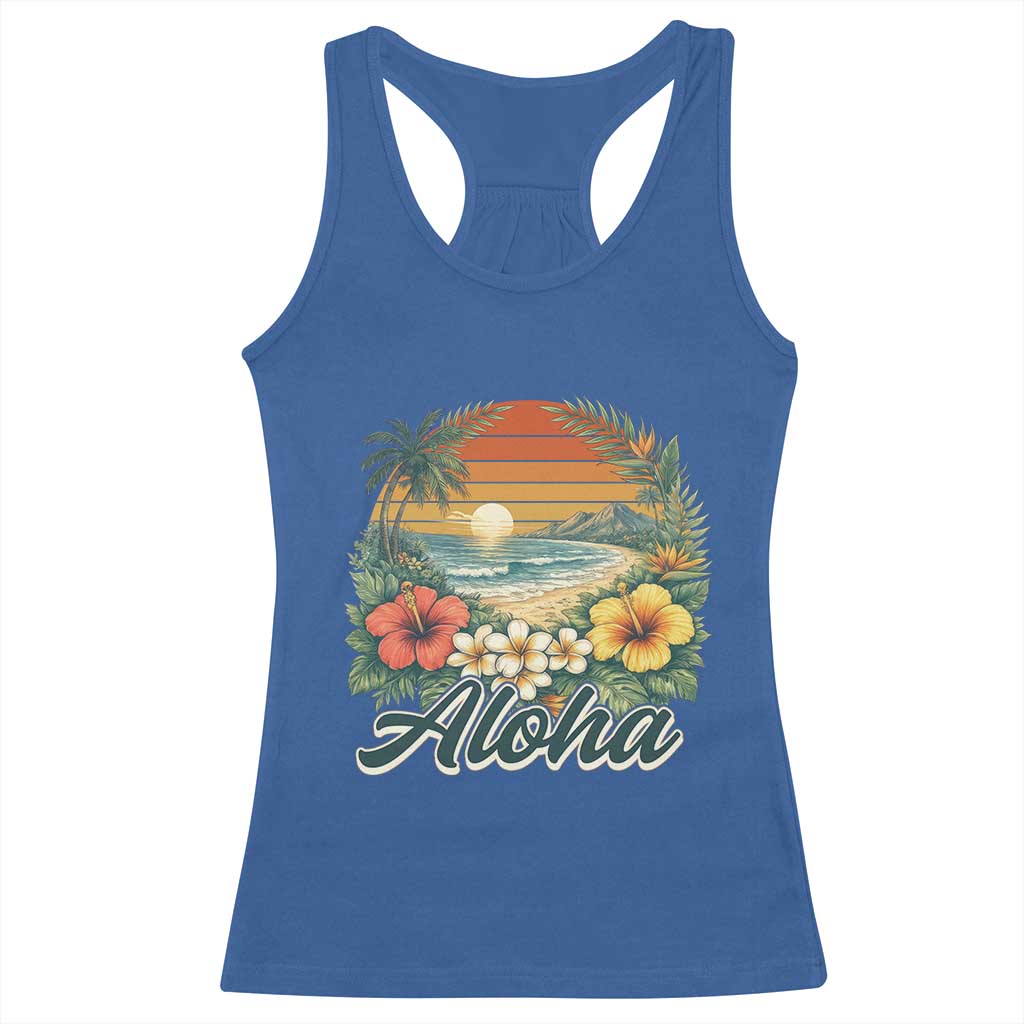 Aloha Hawaii Summer Racerback Tank Top Vintage Tropical Beach Graphic TS14 Royal Blue Print Your Wear