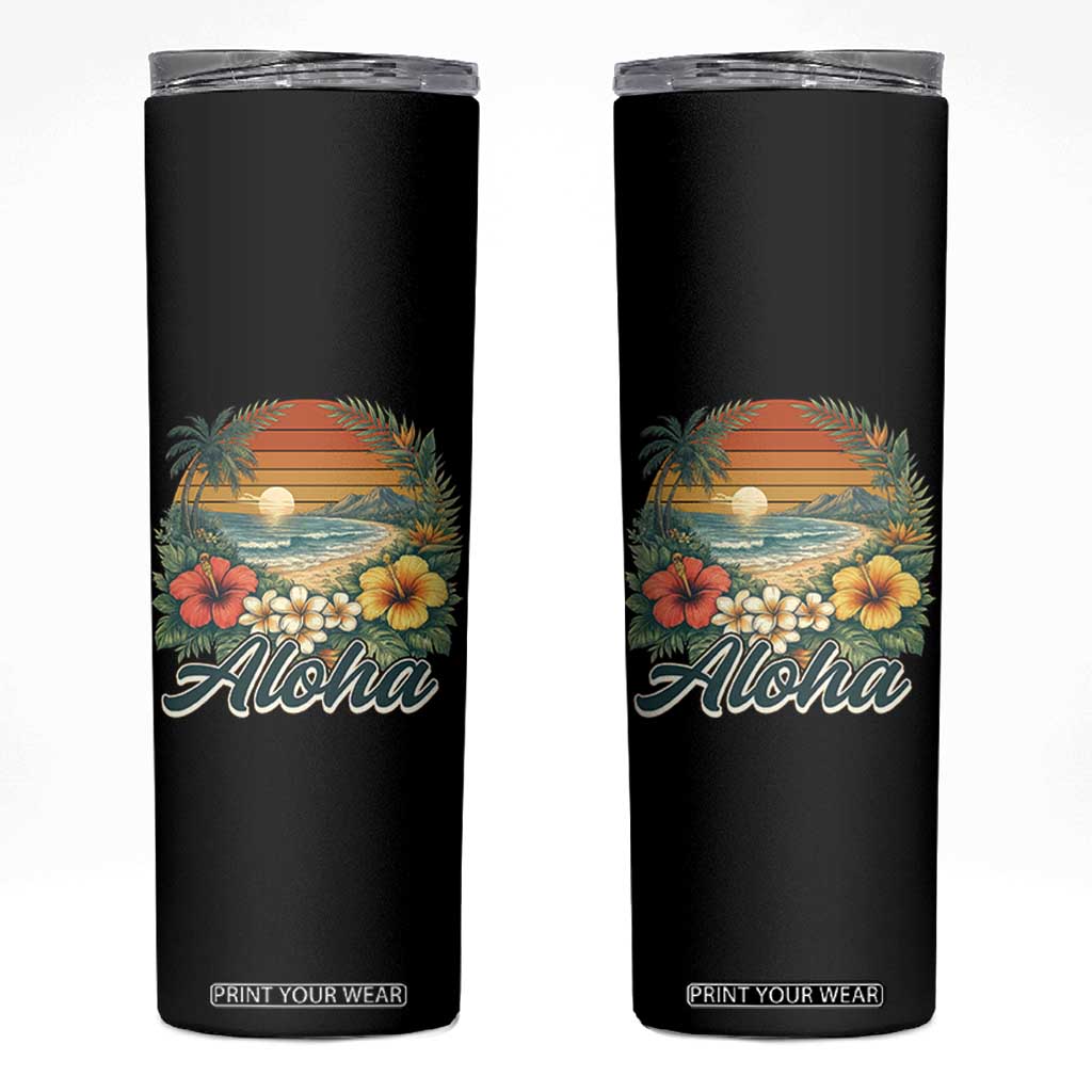 Aloha Hawaii Summer Skinny Tumbler Vintage Tropical Beach Graphic