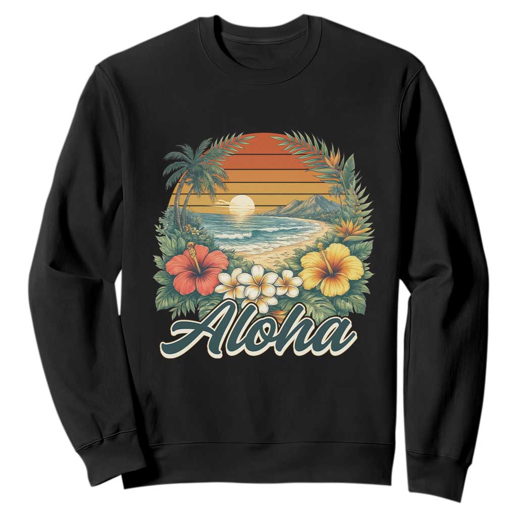 Aloha Hawaii Summer Sweatshirt Vintage Tropical Beach Graphic TS14 Black Print Your Wear