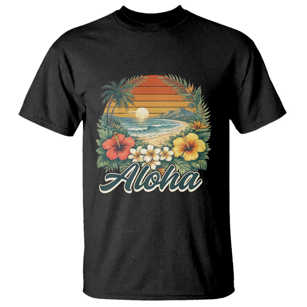 Aloha Hawaii Summer T Shirt Vintage Tropical Beach Graphic