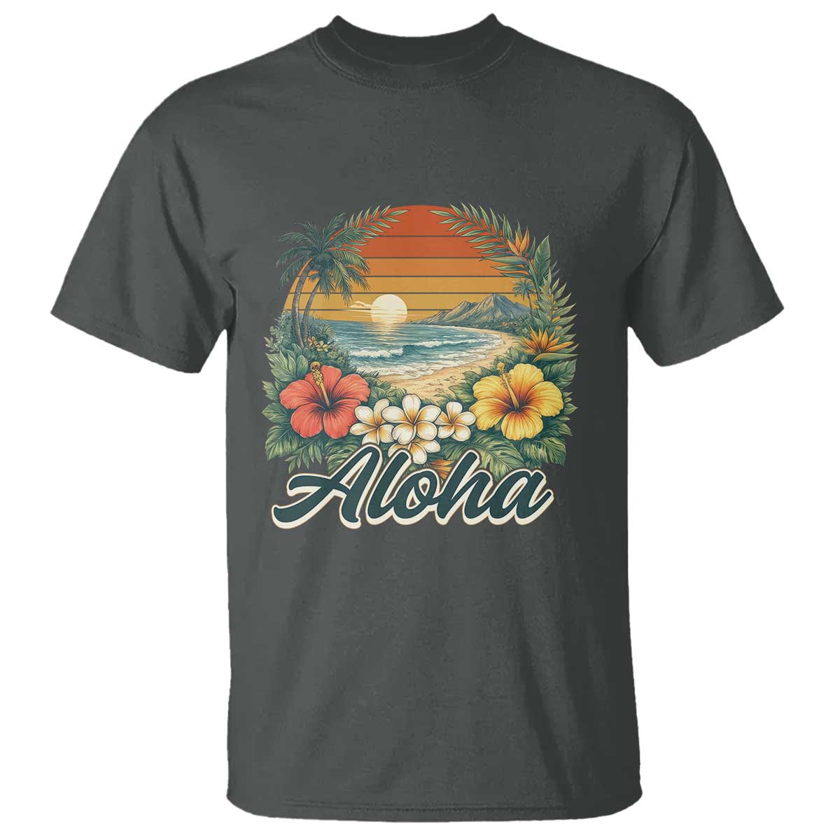Aloha Hawaii Summer T Shirt Vintage Tropical Beach Graphic