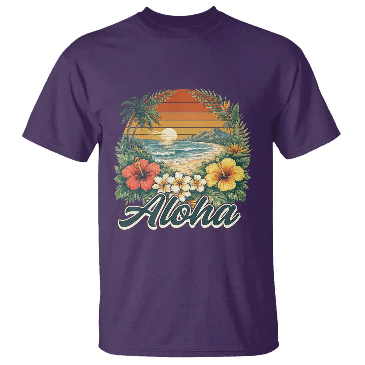 Aloha Hawaii Summer T Shirt Vintage Tropical Beach Graphic