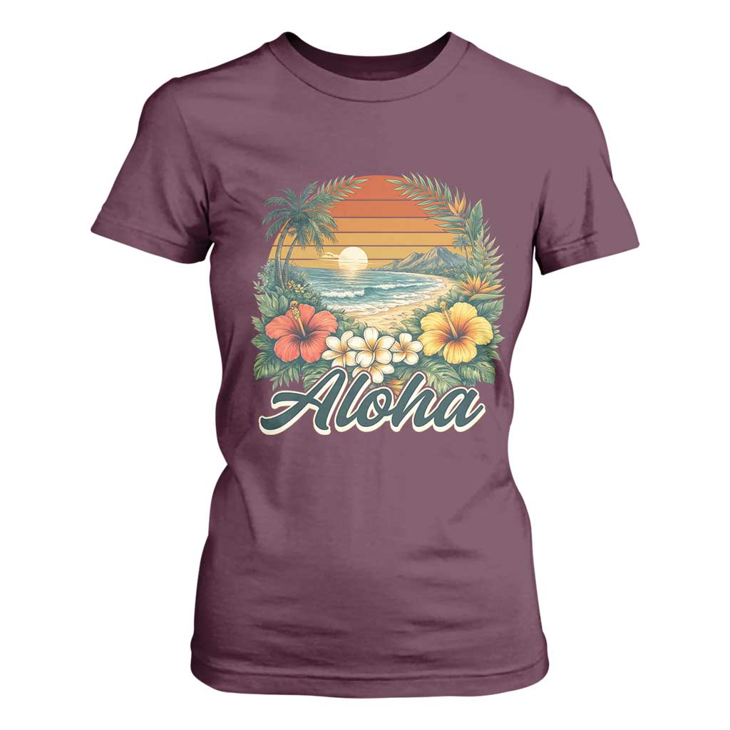 Aloha Hawaii Summer T Shirt For Women Vintage Tropical Beach Graphic