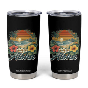 Aloha Hawaii Summer Tumbler Cup Vintage Tropical Beach Graphic