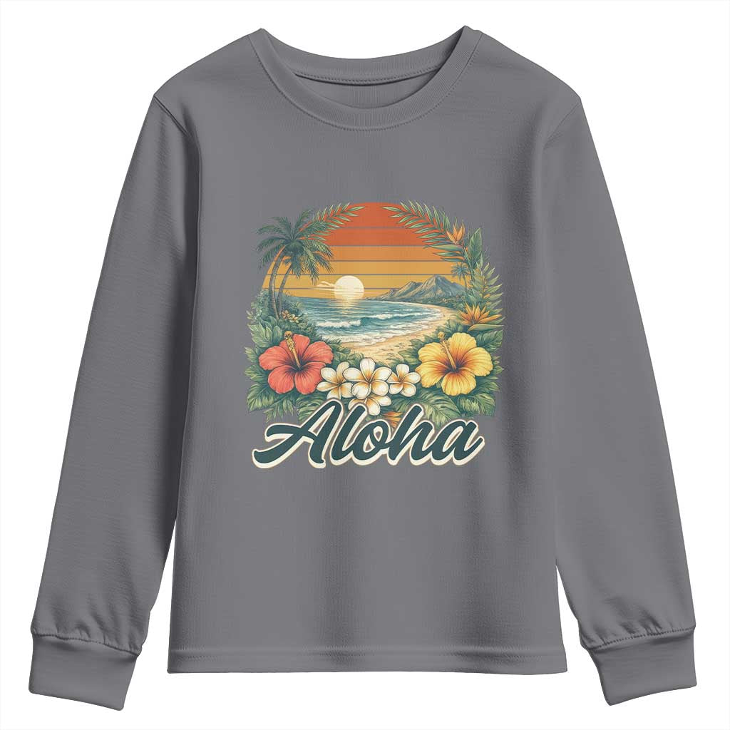 Aloha Hawaii Summer Youth Sweatshirt Vintage Tropical Beach Graphic
