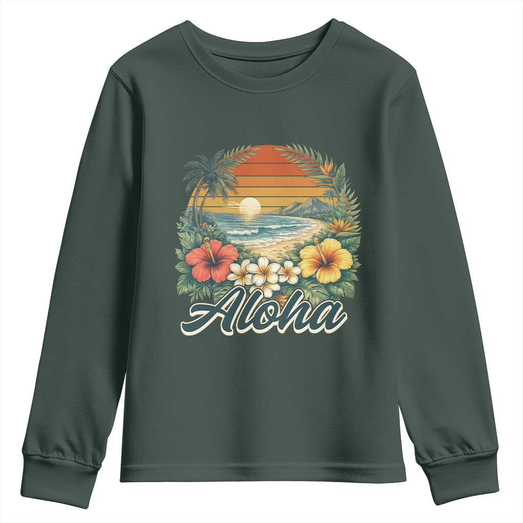Aloha Hawaii Summer Youth Sweatshirt Vintage Tropical Beach Graphic