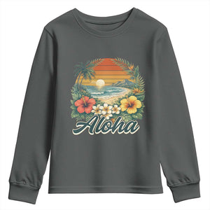 Aloha Hawaii Summer Youth Sweatshirt Vintage Tropical Beach Graphic