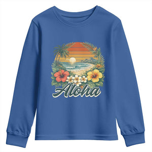 Aloha Hawaii Summer Youth Sweatshirt Vintage Tropical Beach Graphic