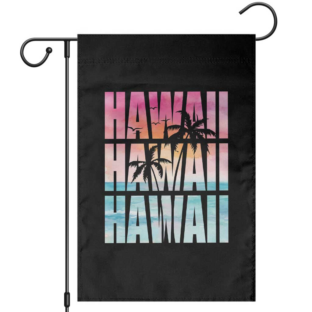 Hawaii Summer Vacation Garden Flag Vintage Tropical Beach Graphic