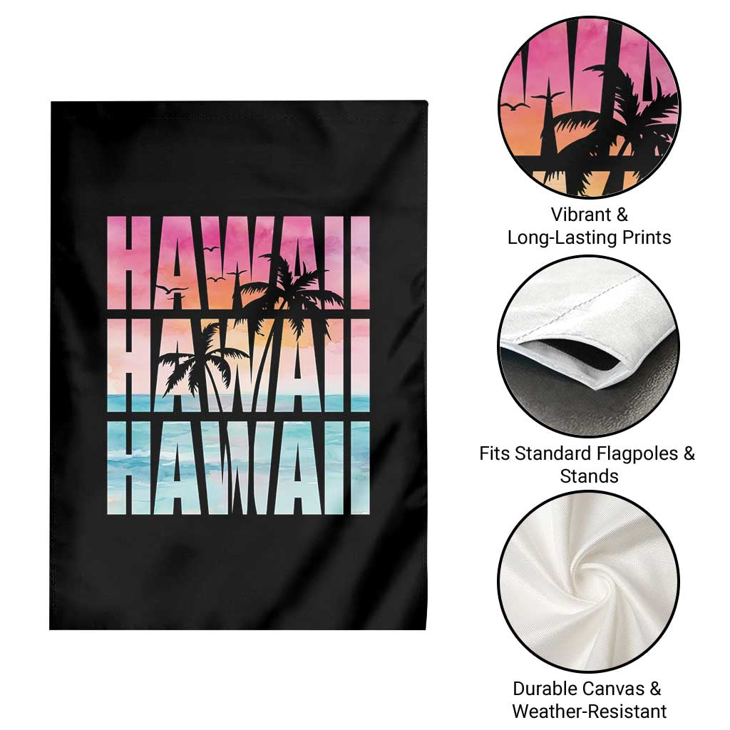 Hawaii Summer Vacation Garden Flag Vintage Tropical Beach Graphic