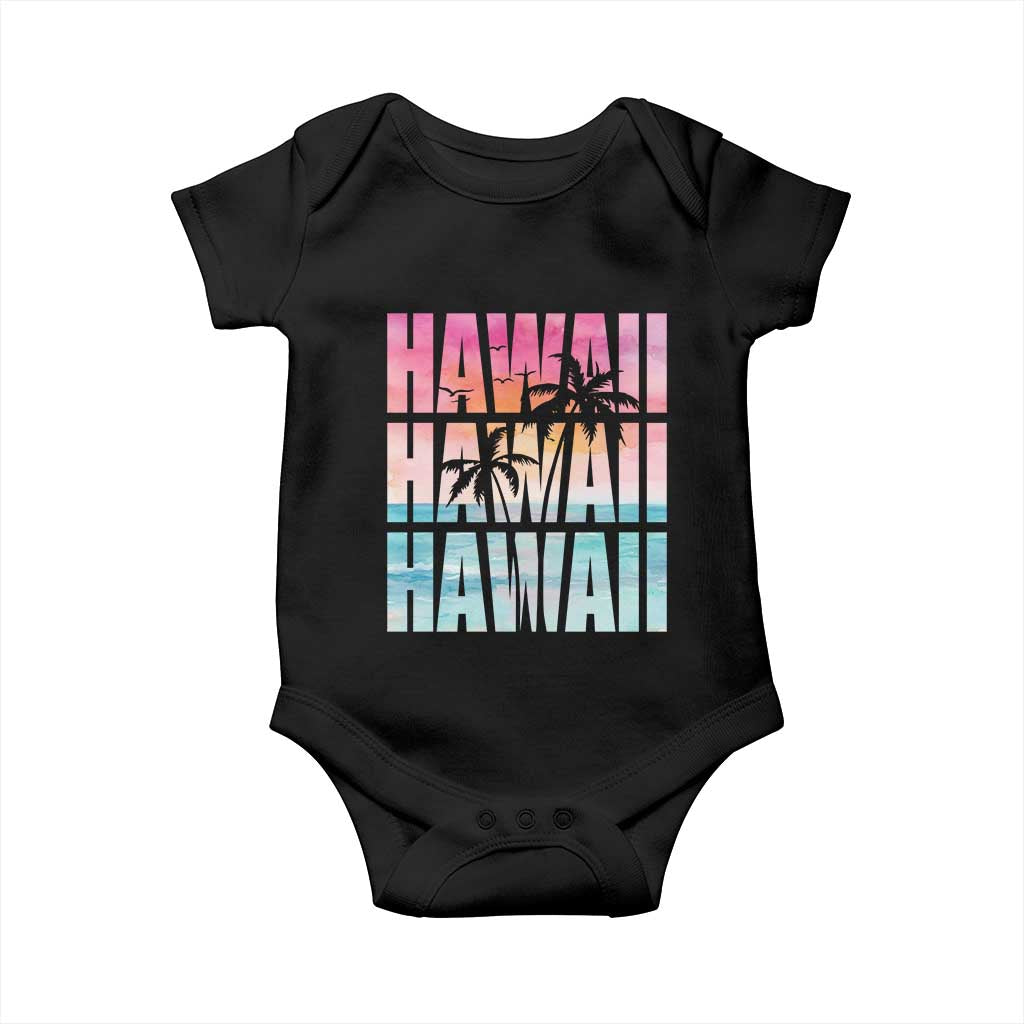 Hawaii Summer Vacation Baby Onesie Vintage Tropical Beach Graphic TS14 Black Print Your Wear