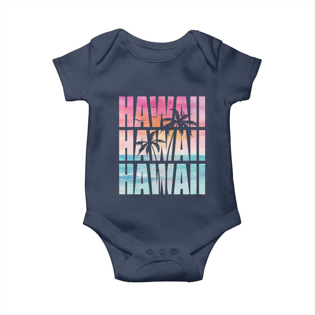 Hawaii Summer Vacation Baby Onesie Vintage Tropical Beach Graphic