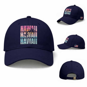 Hawaii Summer Vacation Baseball Cap Vintage Tropical Beach Graphic TS14 Baseball Cap Universal Fit Dark Blue Print Your Wear
