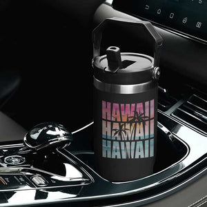 Hawaii Summer Vacation Flip Straw Tumbler Vintage Tropical Beach Graphic