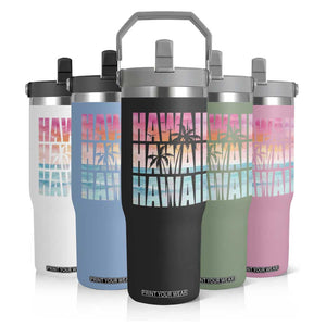 Hawaii Summer Vacation Flip Straw Tumbler Vintage Tropical Beach Graphic