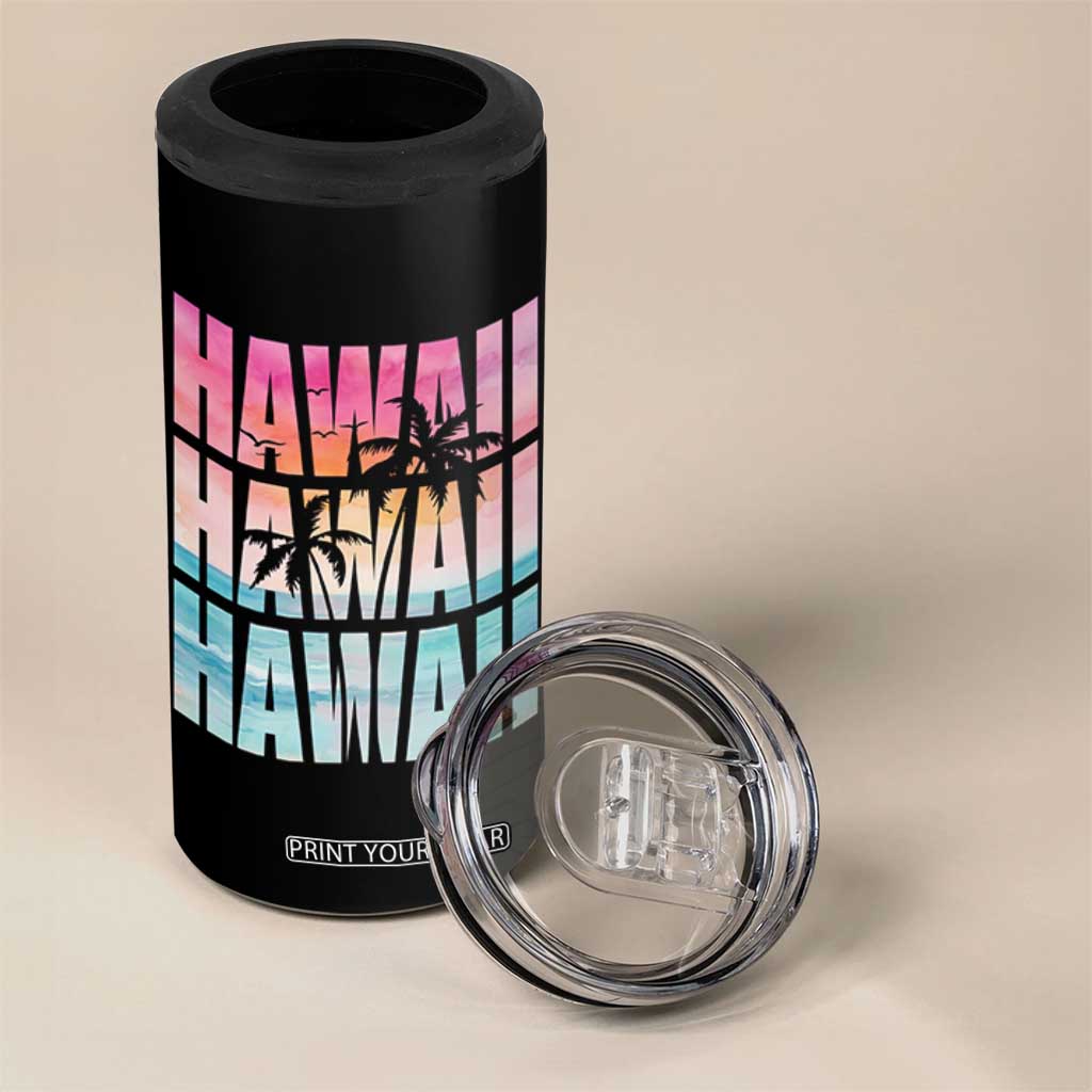 Hawaii Summer Vacation 4 in 1 Can Cooler Tumbler Vintage Tropical Beach Graphic TS14 Print Your Wear