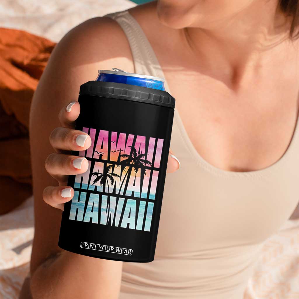 Hawaii Summer Vacation 4 in 1 Can Cooler Tumbler Vintage Tropical Beach Graphic TS14 Print Your Wear