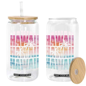 Hawaii Summer Vacation Glass Can Vintage Tropical Beach Graphic