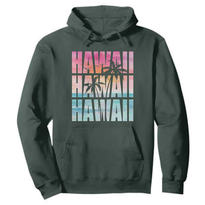 Hawaii Summer Vacation Hoodie Vintage Tropical Beach Graphic TS14 Dark Forest Green Print Your Wear