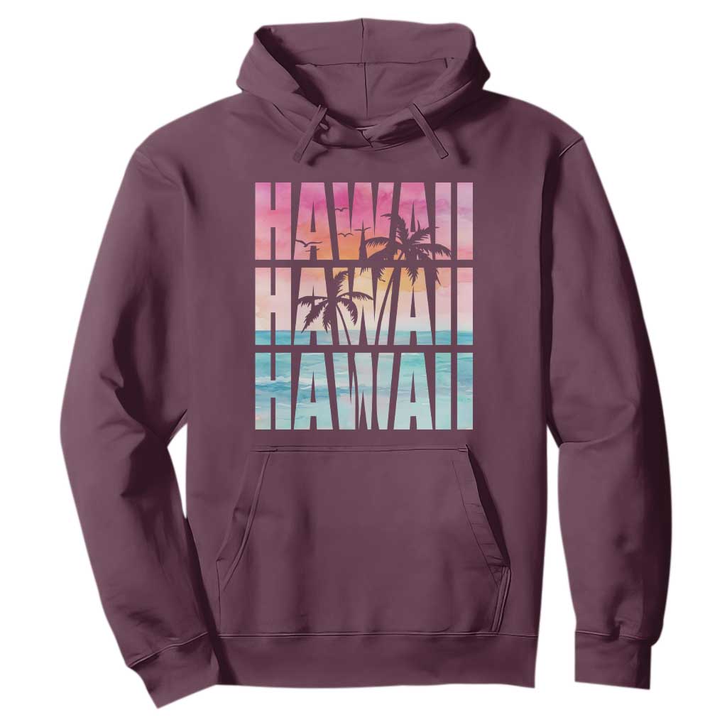 Hawaii Summer Vacation Hoodie Vintage Tropical Beach Graphic TS14 Maroon Print Your Wear