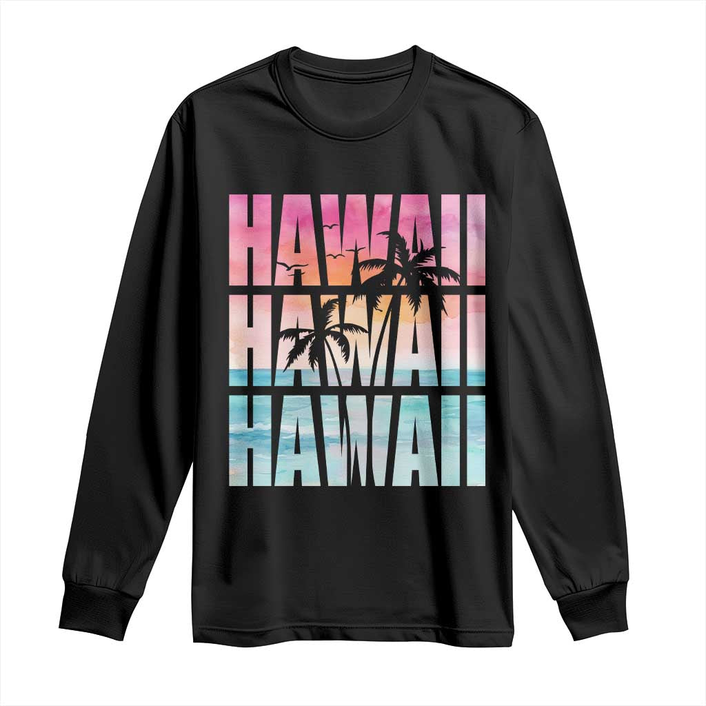 Hawaii Summer Vacation Long Sleeve Shirt Vintage Tropical Beach Graphic