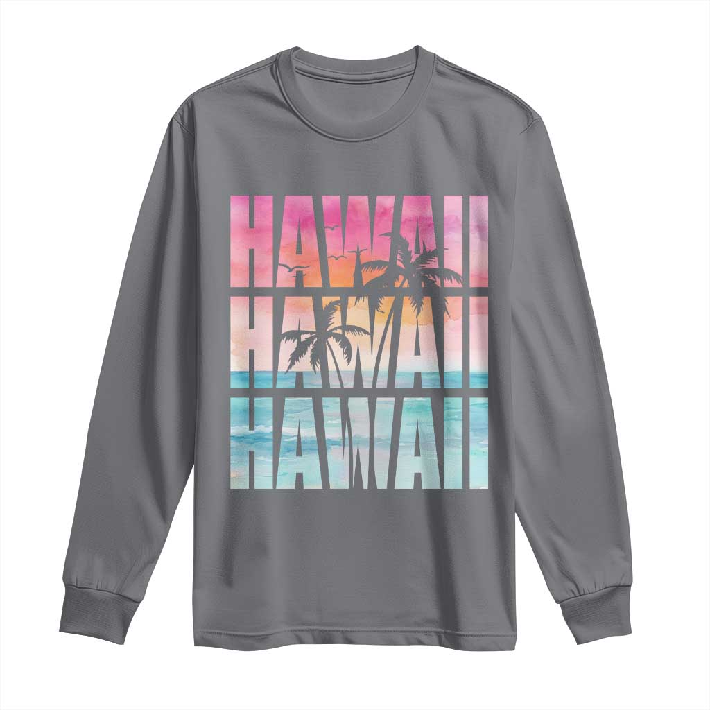 Hawaii Summer Vacation Long Sleeve Shirt Vintage Tropical Beach Graphic