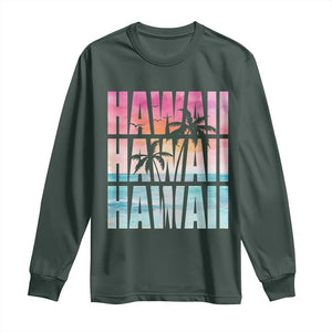 Hawaii Summer Vacation Long Sleeve Shirt Vintage Tropical Beach Graphic
