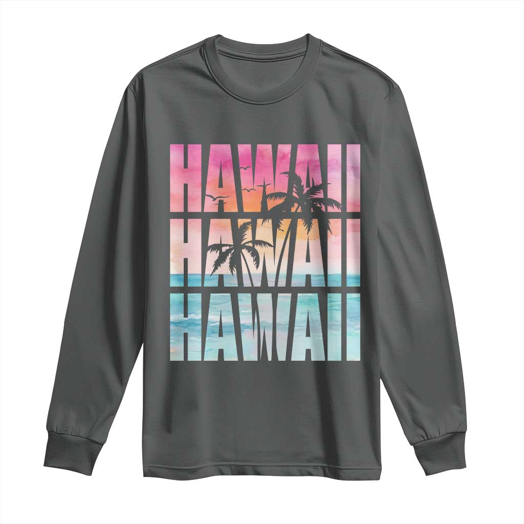 Hawaii Summer Vacation Long Sleeve Shirt Vintage Tropical Beach Graphic