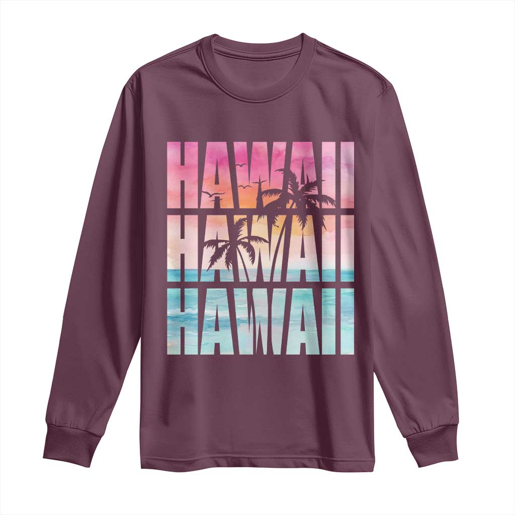 Hawaii Summer Vacation Long Sleeve Shirt Vintage Tropical Beach Graphic