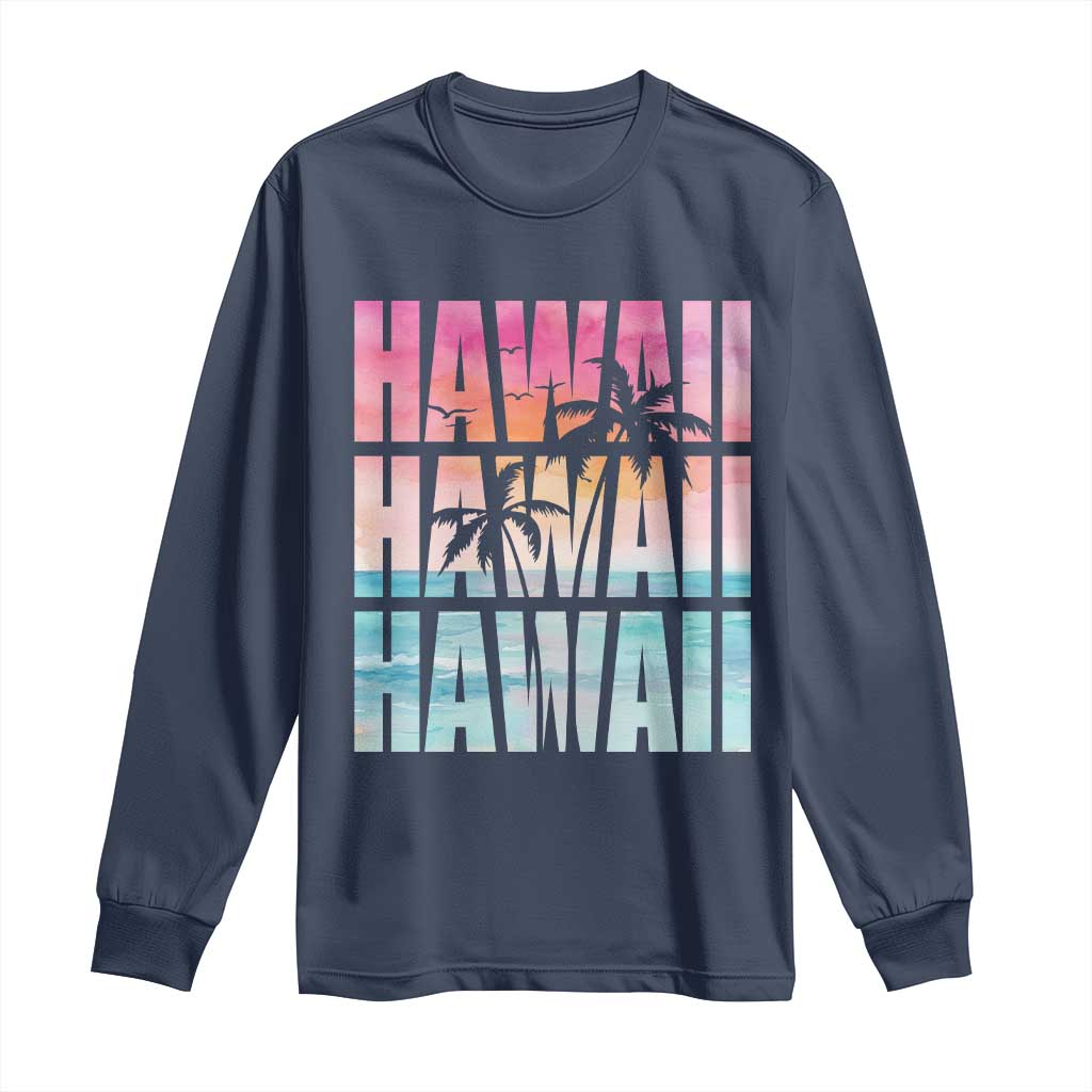 Hawaii Summer Vacation Long Sleeve Shirt Vintage Tropical Beach Graphic