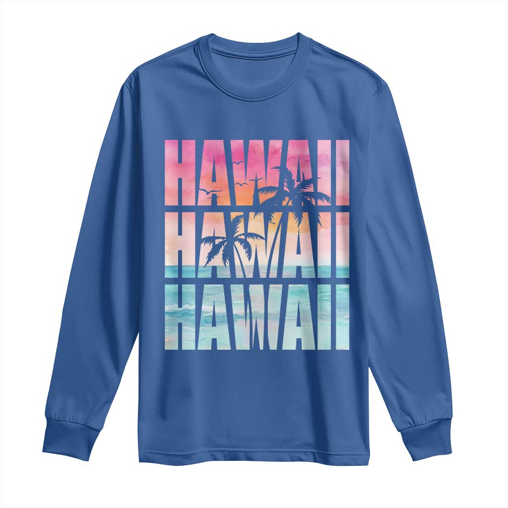 Hawaii Summer Vacation Long Sleeve Shirt Vintage Tropical Beach Graphic