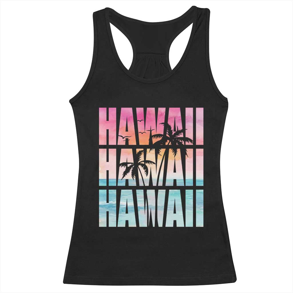 Hawaii Summer Vacation Racerback Tank Top Vintage Tropical Beach Graphic
