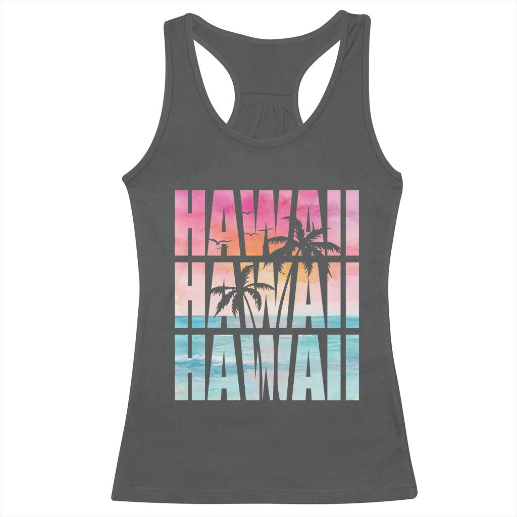 Hawaii Summer Vacation Racerback Tank Top Vintage Tropical Beach Graphic