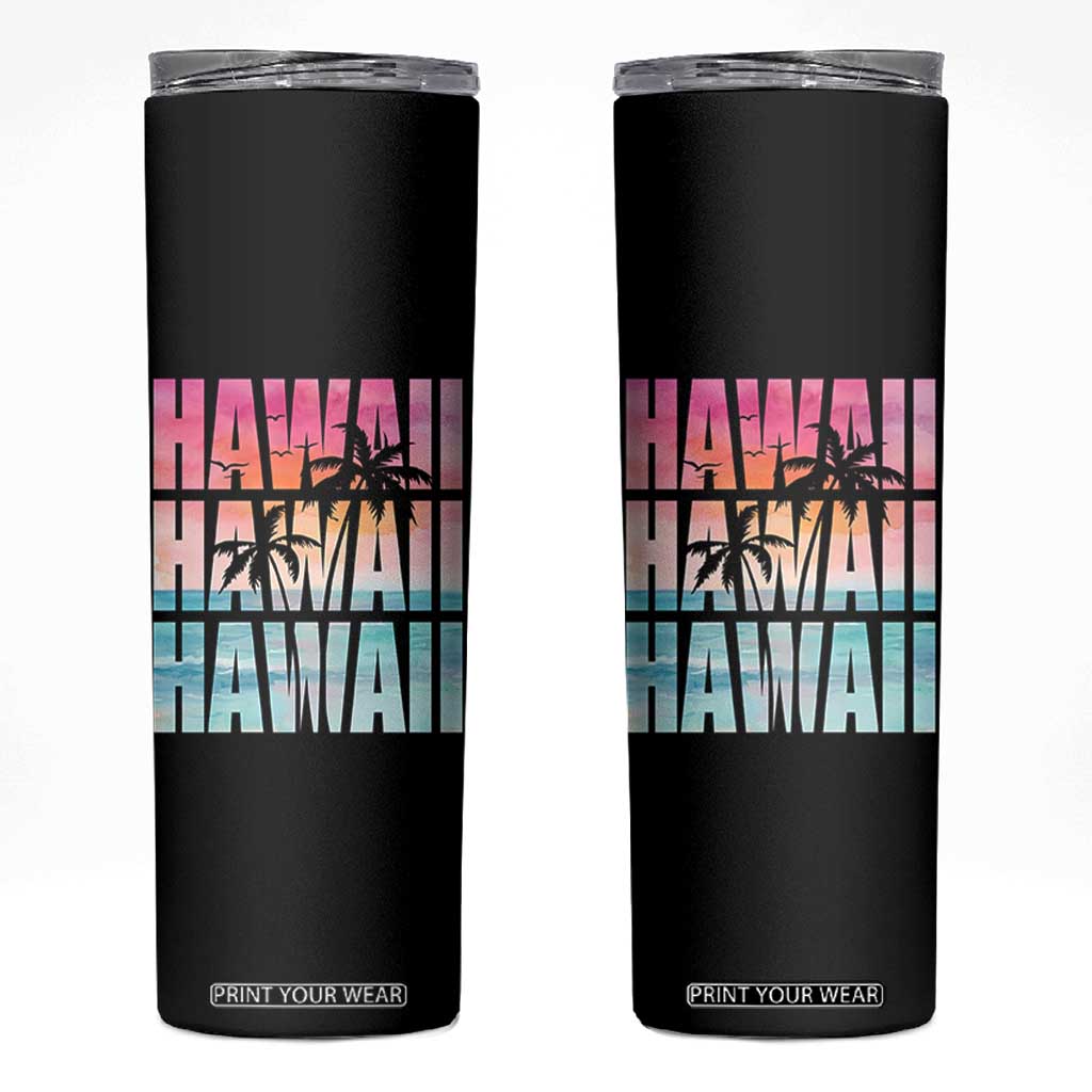 Hawaii Summer Vacation Skinny Tumbler Vintage Tropical Beach Graphic
