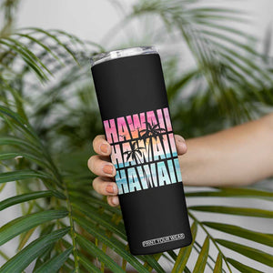 Hawaii Summer Vacation Skinny Tumbler Vintage Tropical Beach Graphic