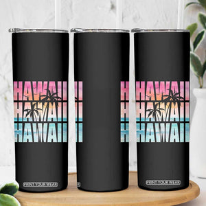 Hawaii Summer Vacation Skinny Tumbler Vintage Tropical Beach Graphic