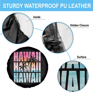 Hawaii Summer Vacation Spare Tire Cover Vintage Tropical Beach Graphic