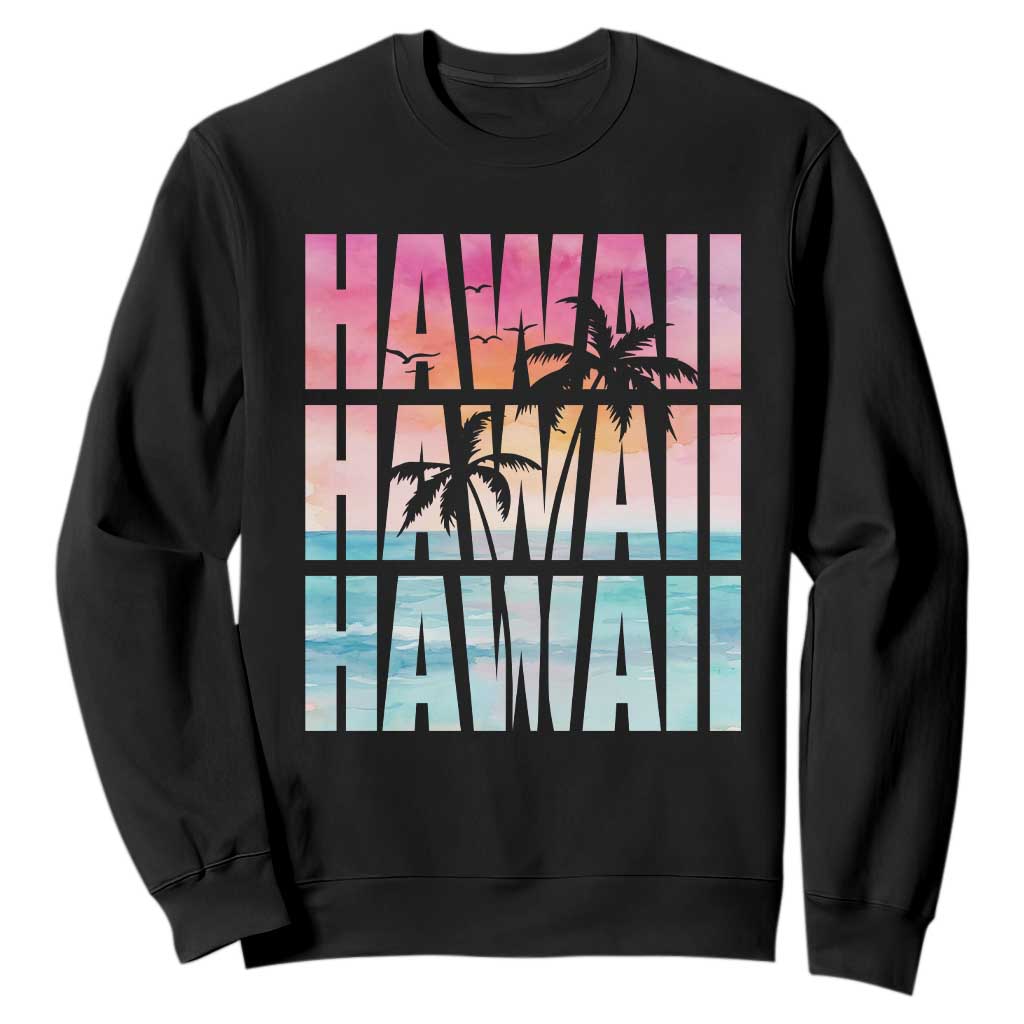 Hawaii Summer Vacation Sweatshirt Vintage Tropical Beach Graphic