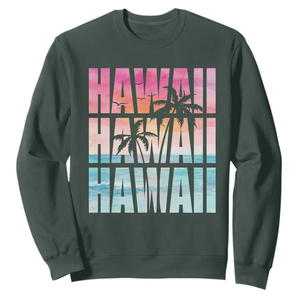 Hawaii Summer Vacation Sweatshirt Vintage Tropical Beach Graphic