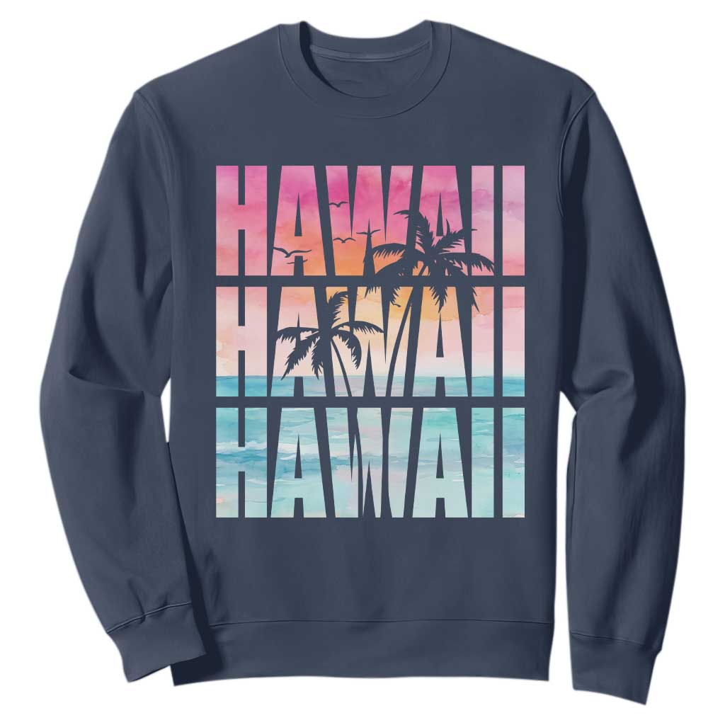 Hawaii Summer Vacation Sweatshirt Vintage Tropical Beach Graphic