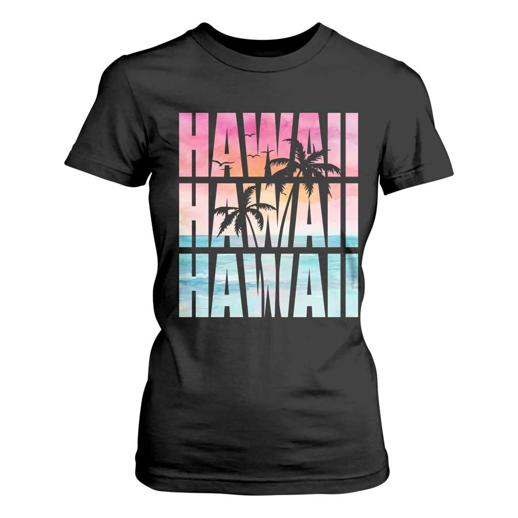 Hawaii Summer Vacation T Shirt For Women Vintage Tropical Beach Graphic TS14 Black Print Your Wear