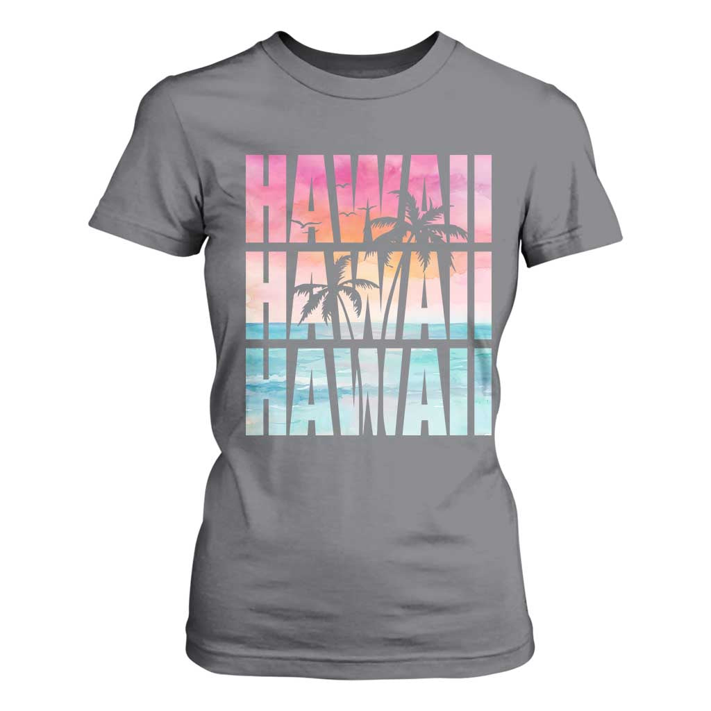 Hawaii Summer Vacation T Shirt For Women Vintage Tropical Beach Graphic TS14 Charcoal Print Your Wear