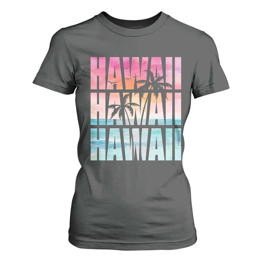 Hawaii Summer Vacation T Shirt For Women Vintage Tropical Beach Graphic TS14 Dark Heather Print Your Wear