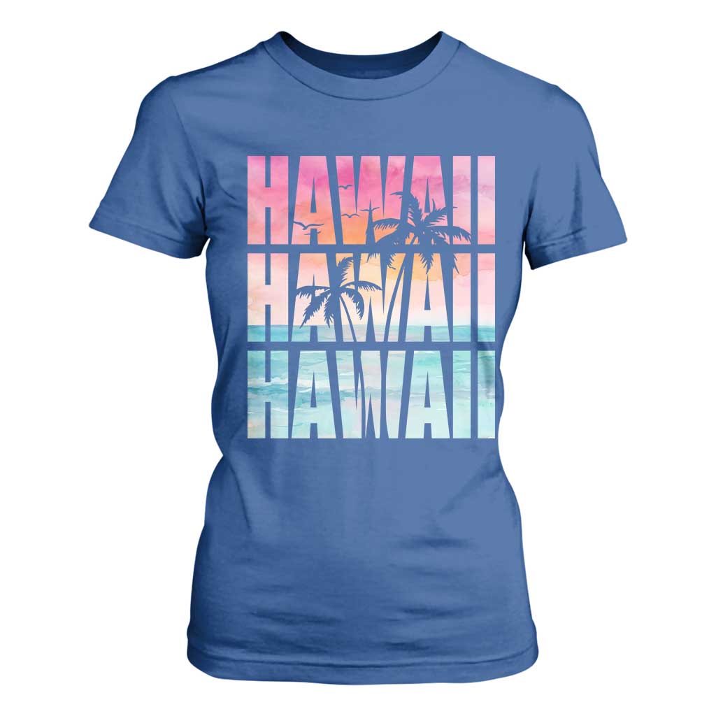 Hawaii Summer Vacation T Shirt For Women Vintage Tropical Beach Graphic TS14 Royal Blue Print Your Wear