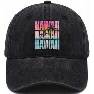 Hawaii Summer Vacation Washed Cotton Baseball Cap Vintage Tropical Beach Graphic