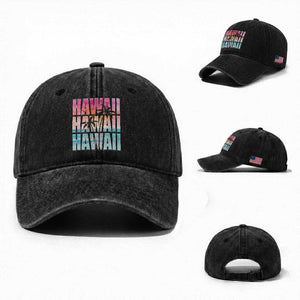 Hawaii Summer Vacation Washed Cotton Baseball Cap Vintage Tropical Beach Graphic